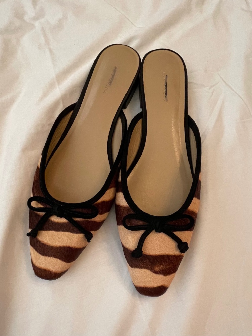 ANN TAYLOR Zebra Print Calf Hair Mules